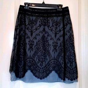 Nina Ricci blue & black lace skirt